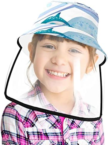 כובע מגן למבוגרים עם מגן פנים, כובע דייג כובע אנטי שמש, חיה דולפין בצבעי מים