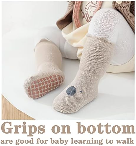 מיני אנג'ל תינוק ללא החלקה גרבי פעוט גרביים תרמיות גרביים עבות חמות גרביים אנטי-החלקה גרביים בנות בנות 5/6 חבילה