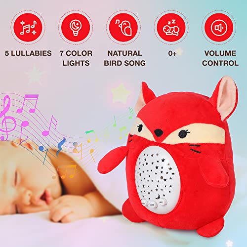 כוכב לייטס חלום פוקס תינוק שינה מרושע עם 5 ניגונים ו -7 אורות - מכונת פעוטות מקרן אור - חיה ממולאת ניידת - מתנות לתינוקות עזרה