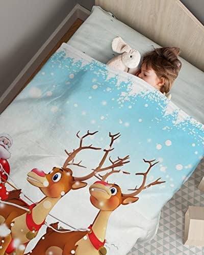 שמיכות לתינוקות חג שמח סנטה קלאוס מזחלת איילים חורף חורף שמיכות נוחות סופר רכות לפעוטות פעוטות משתלת ילדים מיטת מיטה זורקים