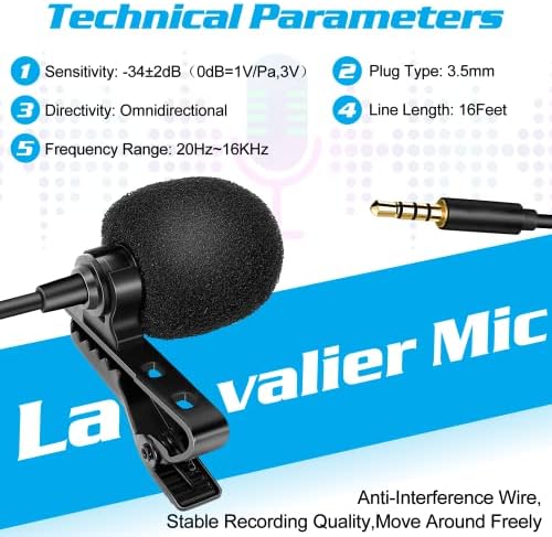 מיקרופון דש Lavalier Bavalier יותר עבור Infinix S5 Lite תואם לטלפון אייפון או לבלוג מצלמה בלוגינג vlogging ASMR