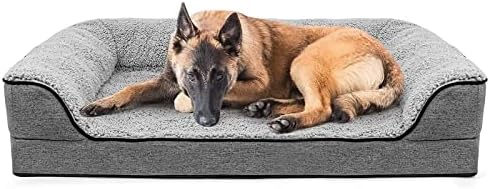 מיטת כלבים אורטופדית, מיטת כלבים ספה של ספה לכלבים גדולים, מיטת חיית מחמד לכיסוי רחיץ נשלף, מחצלת כלבים ללא מידה