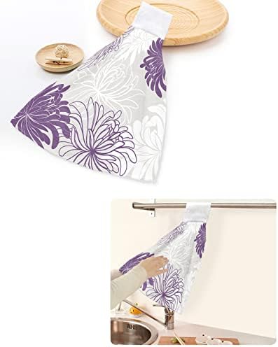 תקציר פריחות לבנות סגולות פרח מתלה מגבת עניבה לחדר אמבט