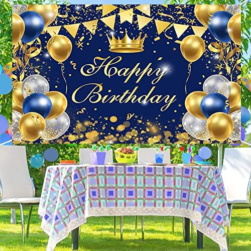שמח מסיבת יום הולדת באנר פוטושוט צילום רקע חיל הים כחול וזהב בלון יום הולדת רקע למבוגרים גברים אישה מסיבת קישוטים