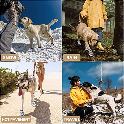 מגפי כלבים של HCPET נעלי כלבים נושמות לריצוף חם, נעלי כלבים עמידים בחום עם רצועות רפלקטיביות, מגני כפה חיצוניים