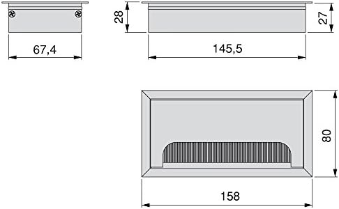 אמוקה 5070462 סט של 5 לולאות מתכת מובנות מרובעות לשולחן / שולחן / משטח עבודה 160 על 80 מ מ באלומיניום מאט