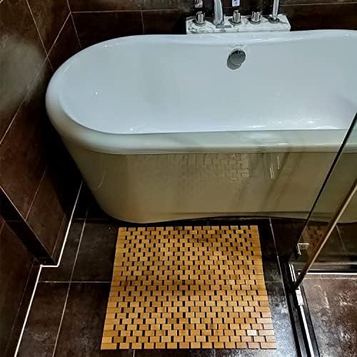 מחצלת אמבטיה במבוק של Hjjkkh, אמבט מקלחת במבוק טבע עם 19.7x27.6 אינץ