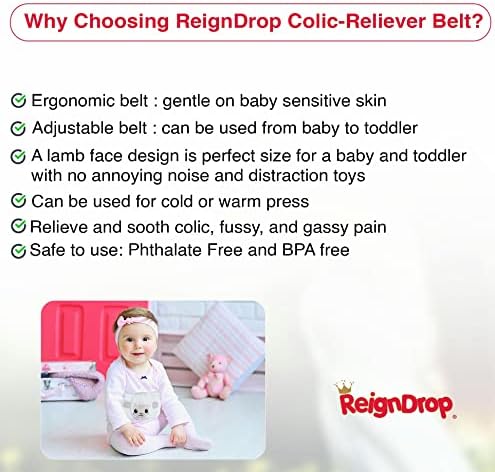 Reigndrop Colic הקלה על ילודים - הקלה על גז עם פס בטן, חבילת ג'ל, שקית אחסון - מרגיעה מרגיעה דחיסה חמה או קרה חגורת בטן לתינוק