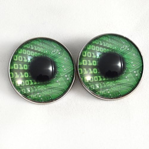 מחשב ירוק מיקרו -שבב סייבר תפור על עיני זכוכית 30 ממ כפתורי בעלי חיים ממולאים שקעים עם לולאה לבובה סרוגה פסלים