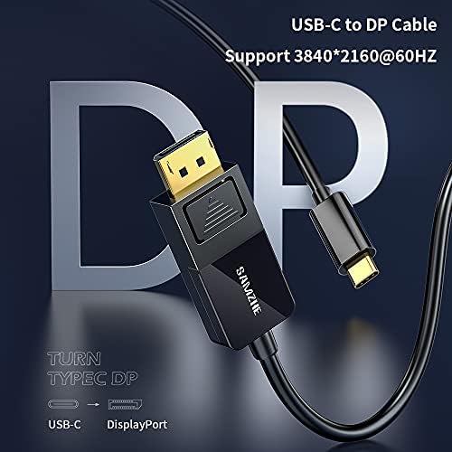 USB C לכבל DisplayPort, 4ft Thunderbolt 3 ל- DP Monitor מתאם 3840x2160/60Hz USB-C להצגת מתאם יציאה, סוג C מסוג