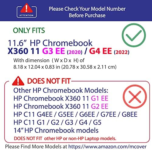 מארז McOver תואם לשנת 2020 ～ 2022 11.6 HP Chromebook X360 11 G3 EE / G4 EE מחשבים ניידים בלבד - אקווה