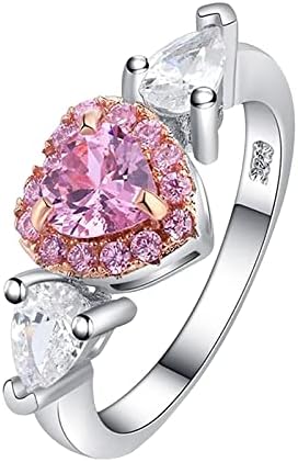 2023 חדש ורוד אפרסק לב טפרי סט זירקון חידוש טבעת טיפת מים יהלומי נשים של טבעת מגניב תכשיטים