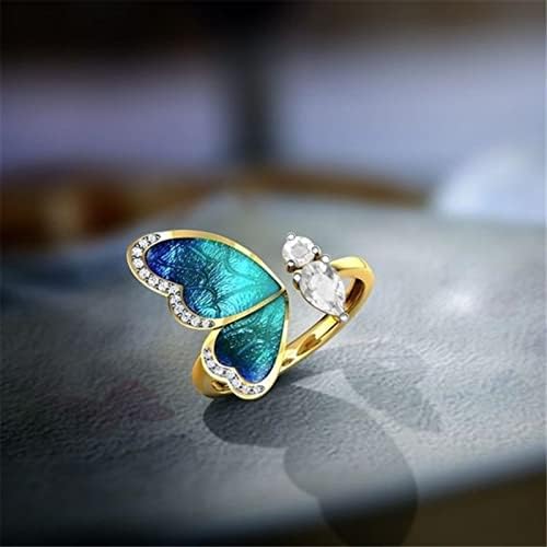 2023 מתנת טבעת Big Brystal New Buterfly טבעת רינלימונד טבעת טבעת צורה יהלום טבעת טבעת טבעת Buterfly טבעות מלאכותיות