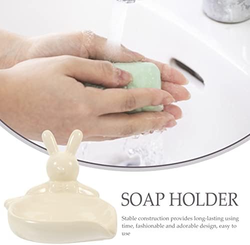 סבון קאבילוק סבון פסחא קרמיקה סבון סבון: ארנב ארנב פסל סבון מחזיק כיור דקורטיבי מחזיק סבון מגש אחסון אמבטיה מיכל