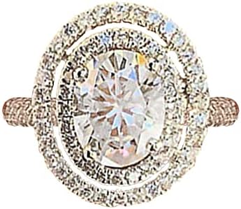 זמן קרוב כסף עגול צורת טבעת יהלומים עגול מלא ריינסטון טבעת עגול לחתוך אמיתי טבעת מצופה חתונה אירוסין יהלומי טבעת