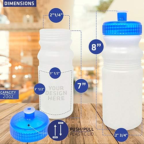 CSBD 20 גרם בקבוקי מים ספורטיביים, 6 חבילות, שימוש חוזר ללא BPA פלסטיק, משוך זרבובית משקה עטובה דליפות, התאמה אישית של
