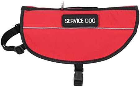 ז'קט רתמת כלבים של Monmed Service עם טלאים - אפוד כלבים תמיכה רגשית אדומה בינונית עם 22.5 עד 27 אינץ 'בגודל החזה