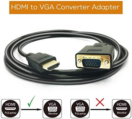 Peotriol HDMI לכבל VGA, 1080p HDMI זכר ל- VGA זכר M/M ממיר וידאו מתאם VGA מתאם תואם לשולחן העבודה של HDMI, מחשב נייד,