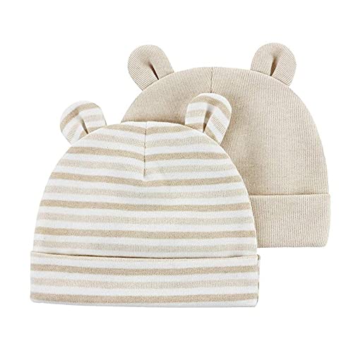 כובע בית חולים שזה עתה נולד 0-6 חודשים דוב אוזניים בנות בנות כפת תינוקת כובעי תינוקות סתיו חורף 2 חבילה
