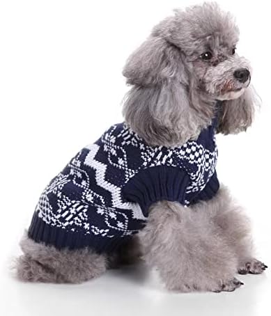 סוודר חג מולד קלאסי לכלבים קטנים טדי כותנה כותנה חולצת גורים ארוגה בעבוד
