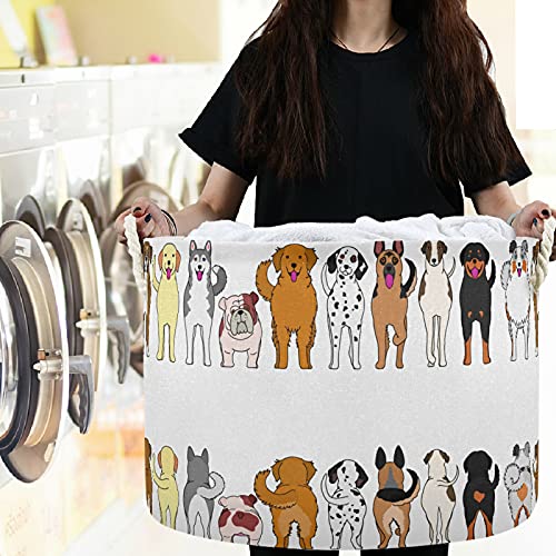Visesunny כלבים מקסימים מגדלים סלי כביסה באחסון בד קופסת אחסון קופסת אחסון מתקפלת סלסלת בגדי צעצועים סלסלים לסל לחדר אמבטיה,