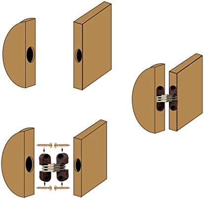 צירי דלת מוטיקי, 6 יחידות צירים מוסתרים בלתי נראים נסתרים ציר חבית דלת מתקפל נסתר לחומרה לחיבור שולחן אוכל/A