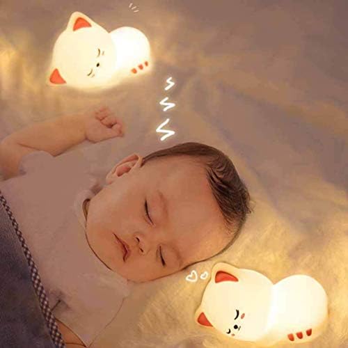 אפסי ילדים לילה אור מקסים קריקטורה חתול סיליקון שולחן מנורת האכלת לילה אור מגע מנורה שליד המיטה עבור הנקה תינוק