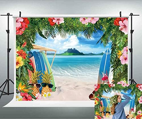 קיץ חוף אוקיינוס צילום תפאורות הוואי אלוהה מסיבת קישוטי כחול שמיים חוף גלשן פרח יילוד תינוק מקלחת מסיבת יום