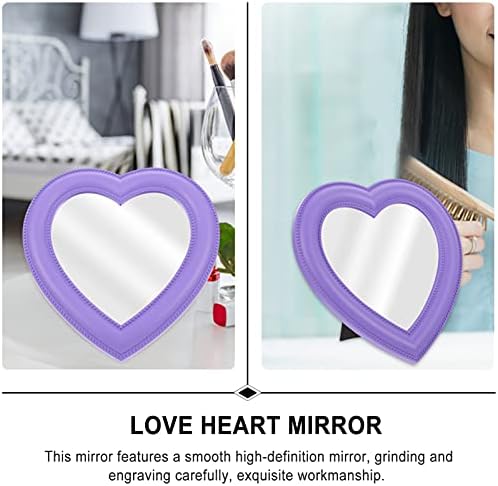 לב מראה 1 מחשב לב בצורת איפור מראה קיר רכוב מראת איפור נשי קוסמטי מראה שולחן עבודה מראה לחדר שינה וחדר אמבטיה לב איפור מראה