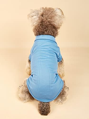 חולצת פולו של כלב Qwinee עם כלב צווארון דו-כפתור כלב כלב בגדים בסיסיים בגדים לכלבים קטנים חתלתול חתלתול