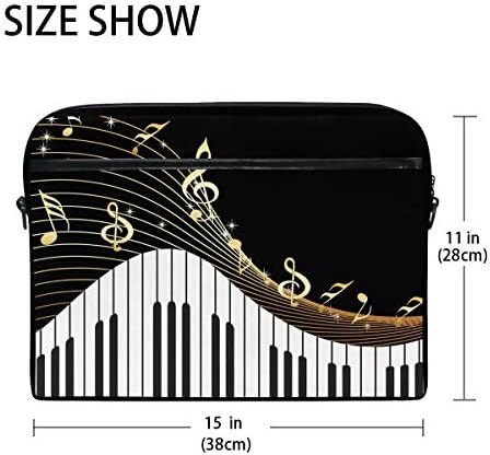 פסנתר זהוב פסנתר מוסיקה מוסיקה מוסיקה 13.3 13.3 14 אינץ 'כתף נייד תיק מסנג'ר תיק תיק שרוול עם רצועת ידית לגברים נשים