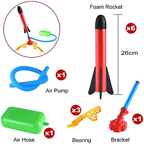 אסטארון קפיצה טיל צעצוע דו קרב רוקטס צעצוע של טילים אוויר עם 6 רקטות לילדים משחק חיצוני, בן 5 6 7 8 9 10