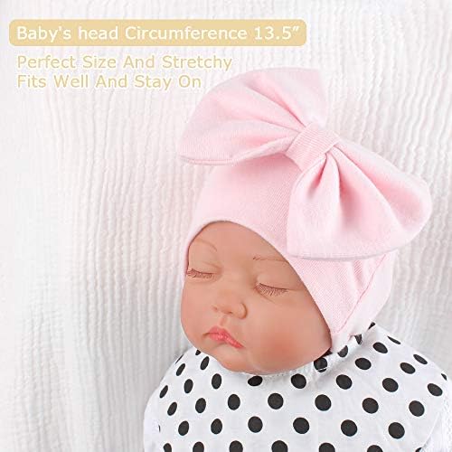כובע תינוקת של הילדה כותנה כותנה כפית קשת כפה אביבית כובעי תינוקות לבנות 0-6 חודשים