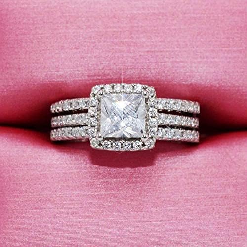 2023 נשים יצירתיות חדשות סט זירקון טבעת שני חלקים טבעת מעורבות יצירתית הגדרת טבעת טבעת האירוסין של נסיכת היד טבעת