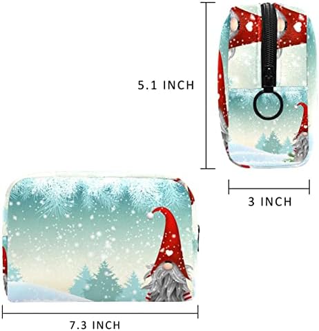 תיק קוסמטי של TbouoBt לנשים, תיקי איפור מרווחים לטיול טואלט מתנה לטיול, גמדי אלף של פתית שלג חג המולד