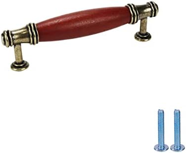 משיכות ארון רטרו אדומות של Hevstil 6-חבילות, 3-3/4in Hole Center Canger Career Carry Luper Full Corkboar