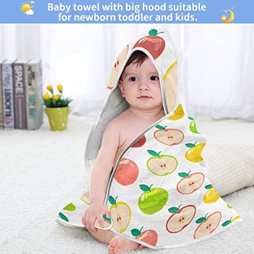 Vvfelixl מגבת עם מגבת ברדס בצבע תפוח תפוח חלק תבנית חלקה מגבות לתינוקות כותנה מגבת רחצה רכה לתינוק, פעוט 35x35in