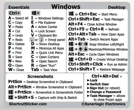 מקשי מחשב קלים התייחסות למקלדת מקצרים מדבקה ויניל לכל מחשב נייד למחשב או שולחן עבודה 3 x 2.5 אינץ '