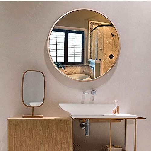שולחן עבודה איפור מראה יופי מראה עץ מעגל מראה, מתכת מסגרת אמבטיה מראה, עגול קיר רכוב מראה לסלון,