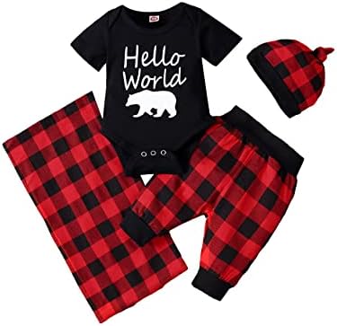 תלבושות תינוקות של Happidoo יילוד יולדת תלבושות הביתה שלום בגדים משובצים תלבושות דוב