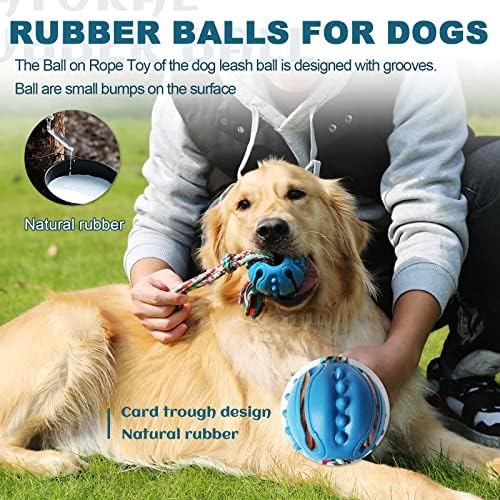 עמיד כלב ללעוס כדור חבל - טבעי גומי כדור עבור כלב אימון, לעיסת ואינטראקטיבי, משיכה כדור צעצוע נקי שיניים,