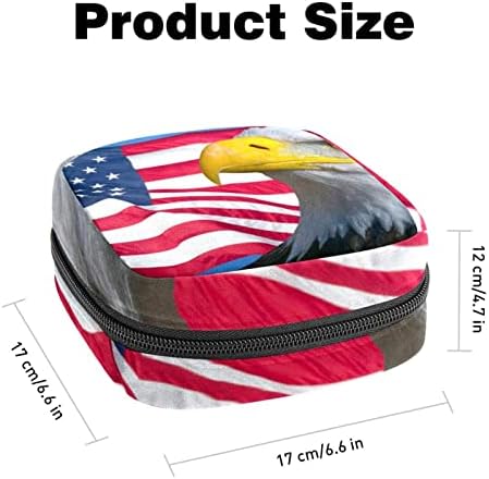שקית אחסון מפיות סניטרית, שקית כרית, כיס כרית, תיק איפור קטן, דפוס ציפור דגל אמריקאי