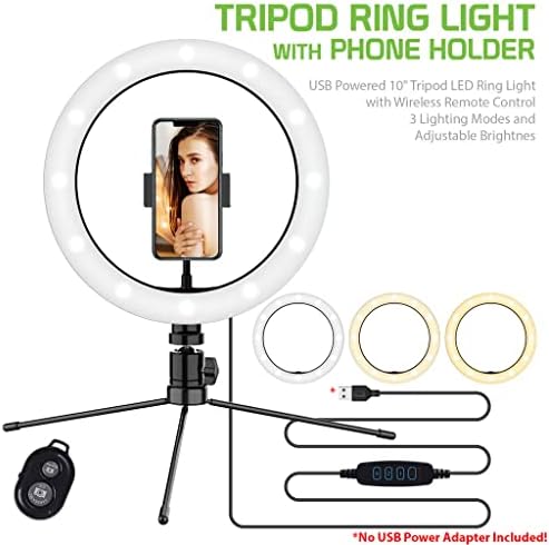 טבעת סלפי בהירה אור תלת צבעוני תואם לסמסונג שלך ס. מ.-ג '700פ 10 אינץ' עם שלט לשידור חי / איפור/יוטיוב /