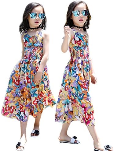 באנגלי בוהו חוף פרחוני הדפסת שמלת סרבל לילדים בנות קיץ מזדמן רצועות רחב רגל מכנסיים חצאיות שמלה קיצית