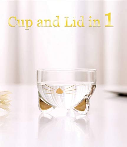 סט קומקום זכוכית לחתול Iwailoft, 1 קומקום ו -2 כוס, קומקום תה בטוח, יצרנית תה פורחת ועלים רופפת IW-GTCAT-600