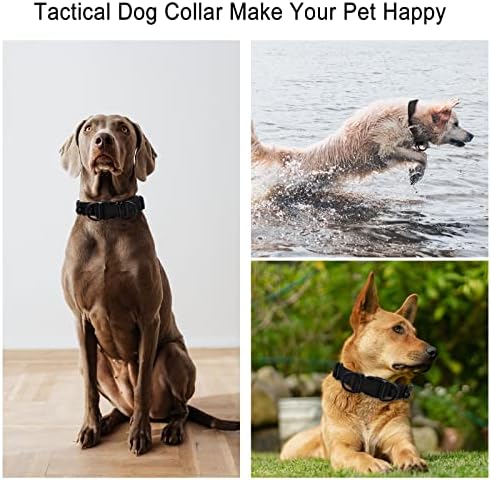צווארון כלבים טקטי, צווארון כלבים ניילון אימונים מתכווננים עם ידית בקרה ואבזם מתכת כבדה לכלבים בינוניים וגדולים,