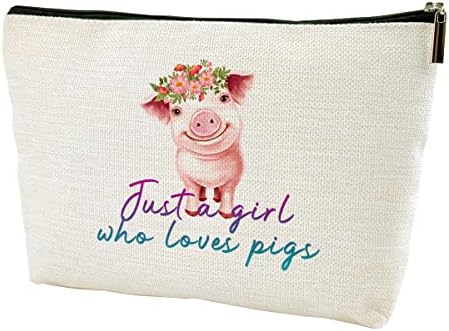 Lanbaihe רק מי שאוהב חזירים איפור תיק חזירים חובב מתנה שקית קוסמטיקה לנשים, מתנת יום הולדת לחבר אחותה, מתנה חיה חזירה