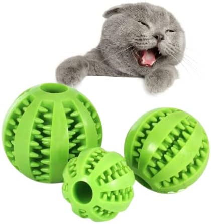 כדור כלבים עמיד, צעצועים לעיסה 2.8 אינץ '. כדור פאזל מנת משכל של כלבים, ניקוי שיני כלבים/לעיסה/משחק/אימונים, פינוק שיניים חיות