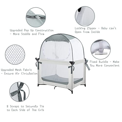 אוהל לרנזר בייבי פאק אנד פליי, אוהל בטיחות לעריסה לתינוק כדי למנוע מהתינוק לטפס החוצה, חופה לעריסה לתינוק לאריזה אנד פליי,
