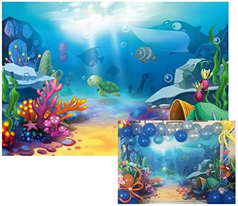 6 * 4 רגל קריקטורה מתחת למים עולם שונית אלמוגים רקע ויניל צילום רקע ים עולם צבעוני טורפי דגי צבי כריש מסיבת קיץ